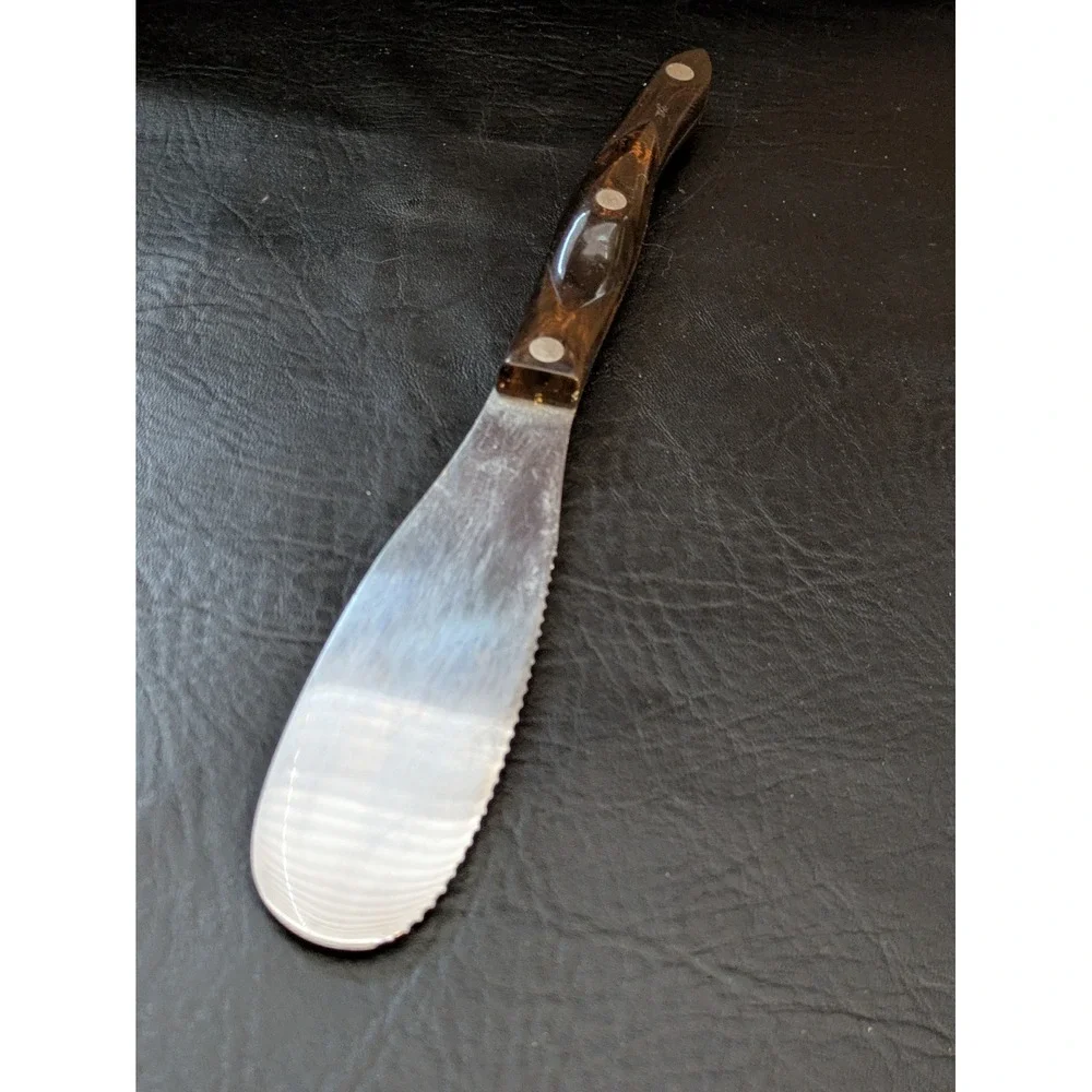 Cutco 1768 Spreader Spatula Serrated Knife Brown Marbled Handle USA - Picture 5 of 5